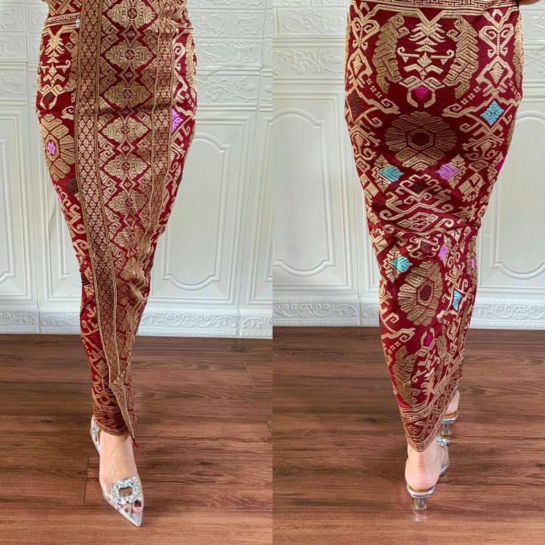 ART O76S KAMEN JADI BORDIR STRAIT ROK SONGKET STRAIT MOTIF TUMPAL PRADA