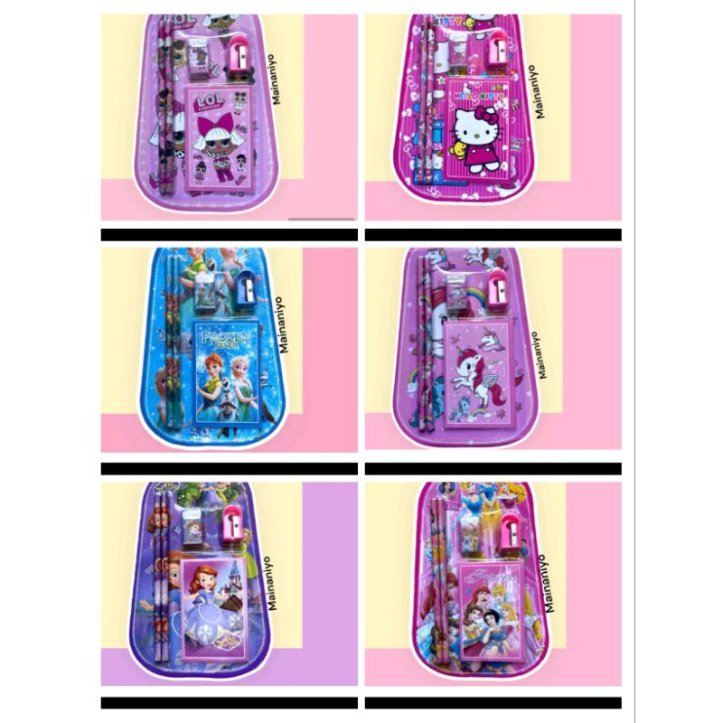 

TWS Castle 5 in 1 set stationery anak sekolah paket alat tulis pensil buku rautan serutan souvenir