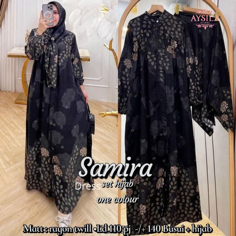 Samira set hijab by aysila / gamis motif set jilbab / gamis set hijab