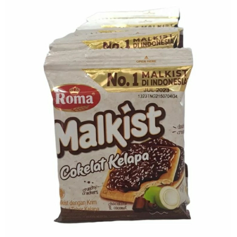 

Roma malkist cokelat kelapa renteng isi 10 bks @19g