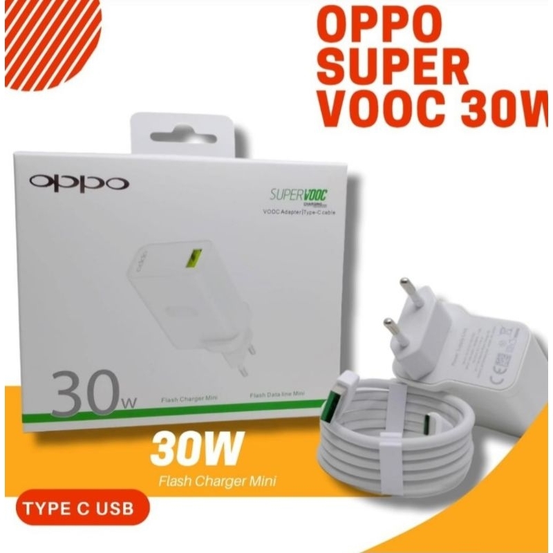 TC TRAVEL ADAPTER CHARGER OPPO 30W Reno F11 SUPER VOOC FAST CHARGING USB DATA CABLE TYPE C