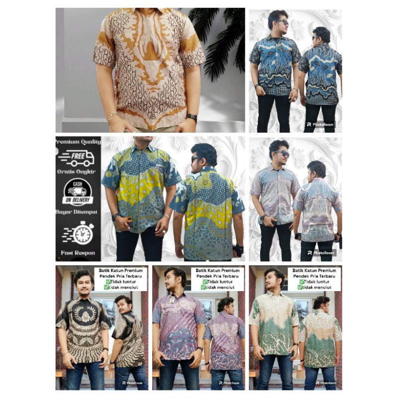 KEMEJA BATIK Pria Pendek NEW ARRIVAL DISTRO BORDIR SOGAN HRB026 M L XL XXL XXXL LENGAN PENDEK