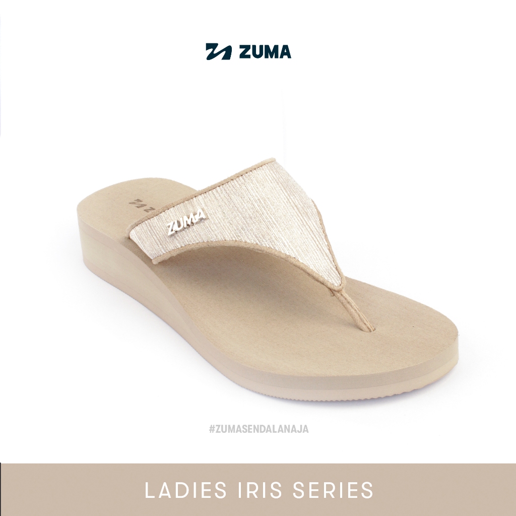 Zuma Women Iris 4 Beige , Sandal Jepit Wanita Wedges Karet Polos, Beige