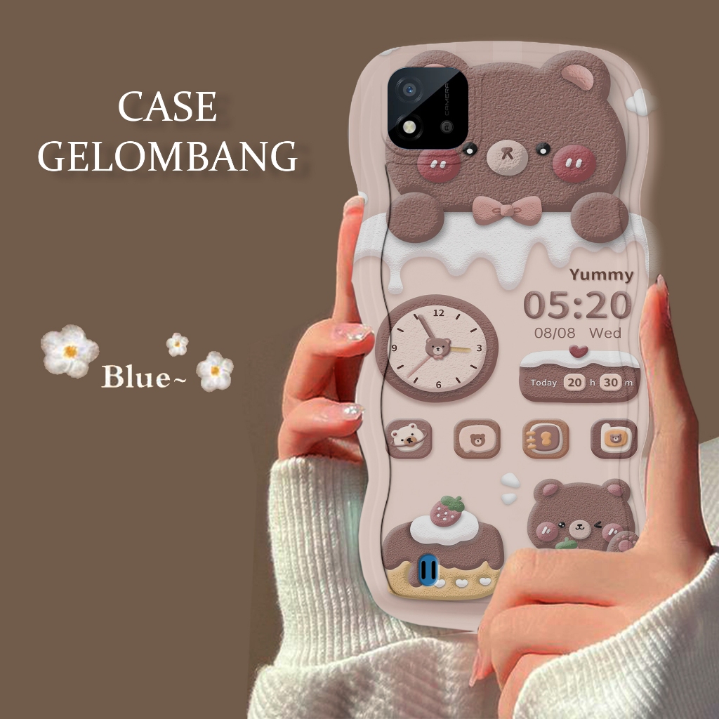 Soft Case GELOMBANG Hp Realme C11 2021 - Realme C11 2021 - Case Pro Camera - Fashion Case Motif Bear