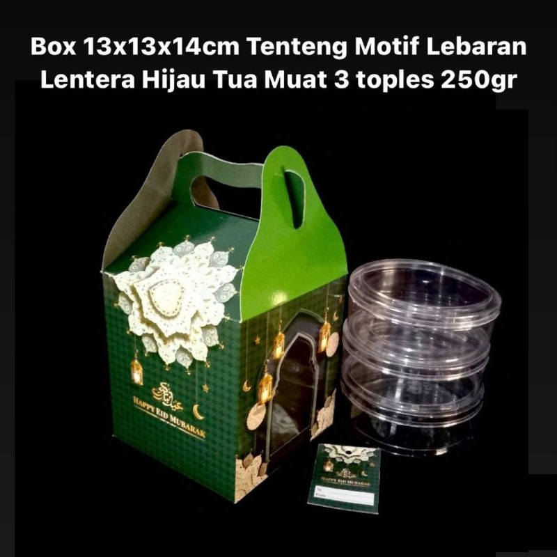 

(5 pcs) kardus tenteng idul fitri dus toples 250gr isi 3 box kue kering hampers lebaran 13x13x14 cm