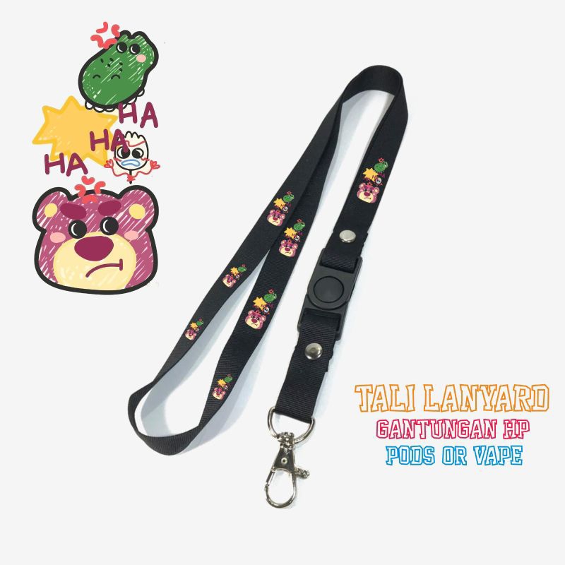 

Tali Lanyard LOTSO BEAR TOYS STORY / Lanyard Hitam Premium lanyard anime cartoon kartun distro / gantungan kunci / gantungan id card / gantungan flashdisk / nametag hp name tag / gantungan pengait handphone u