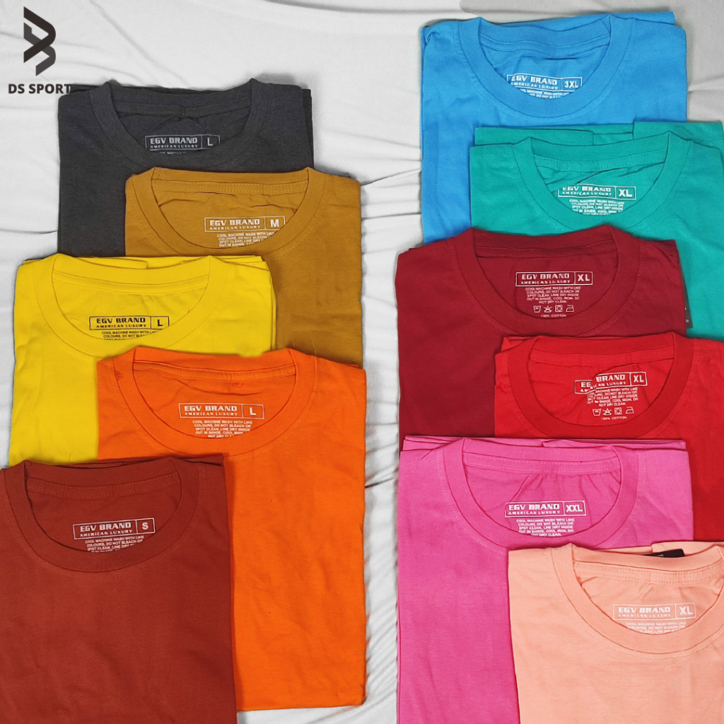 Baju Kaos Oblong Polos 100℅ Cotton EGV | Pria, Wanita |  Baju Lengan Pendek