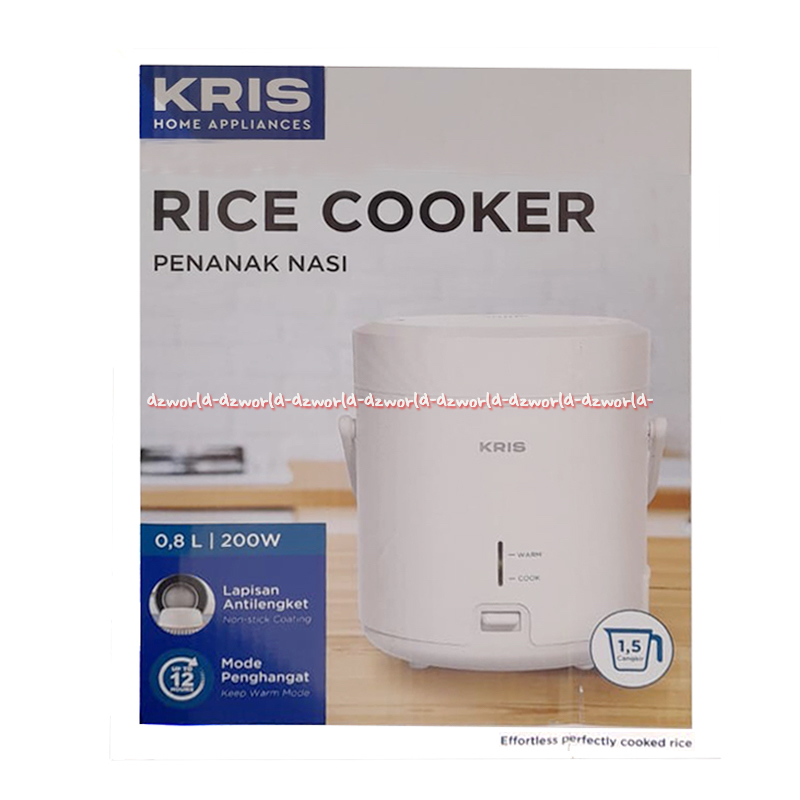 Kris 0.8L Rice Cooker Mini Kecil White Untuk Travelling Berpergian Warna Putih Krisbow Ricecooker Tr