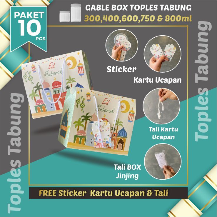 

10pcs Gable Box Lebaran Tali jinjing / Box Hampers Kue Kering Idul Fitri Toples Tabung/ KREM (Paket 10pcs)