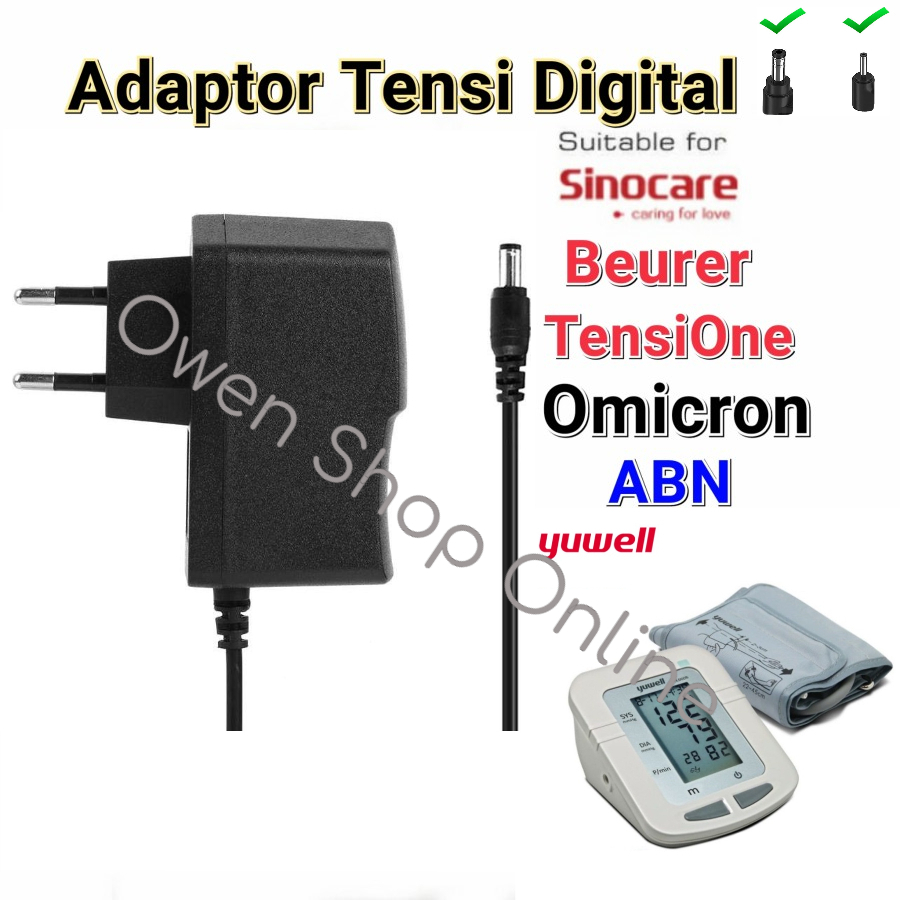 Charger Adaptor Yuwell Sinocare Omicron Tensimeter Digital Tensi 6V Abn Beurer Adapter