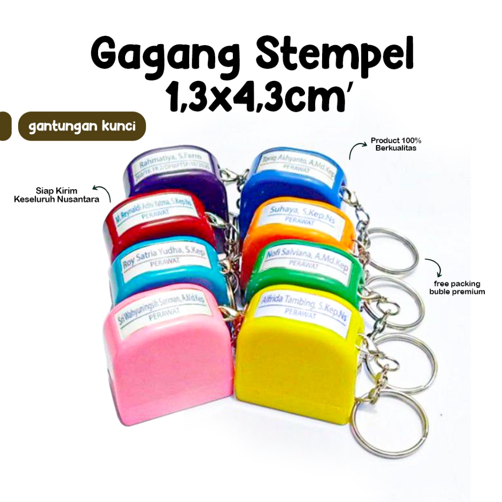 

15X45 - GAGANG STEMPEL FLASH GANTUNGAN KUNCI / GAGANG STAMPEL NAMA DOKTER | PERAWAT | NIP | GURU