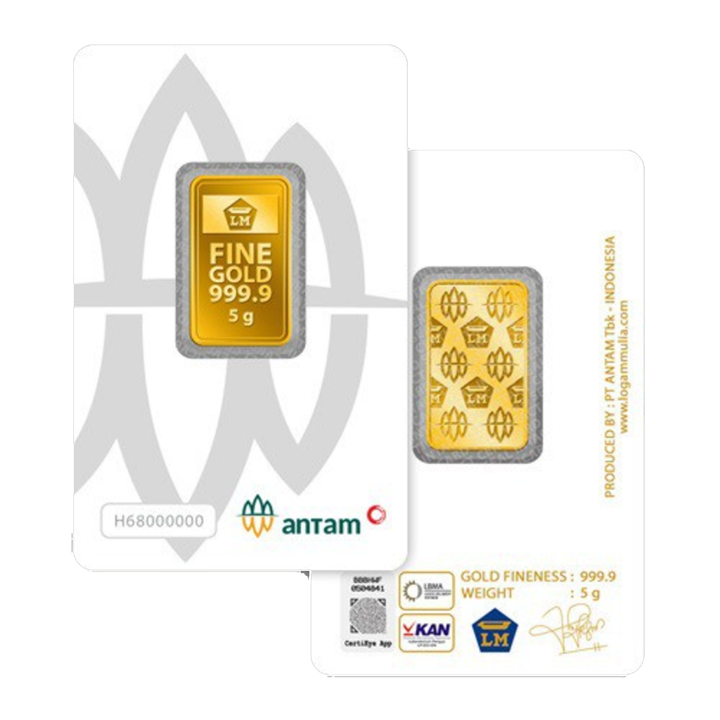 Logam Mulia Emas Antam 5 Gram Press Certieye / Retro berdiri