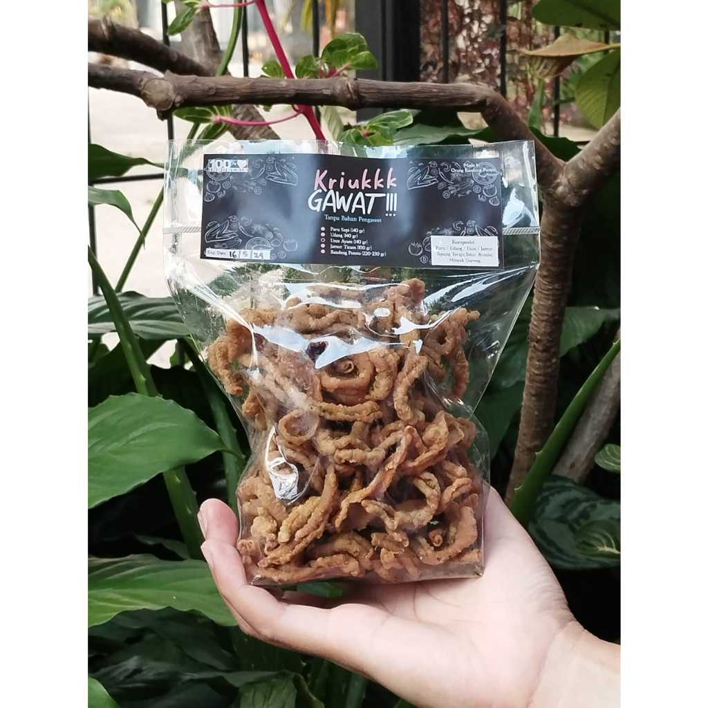 

Kriuk Gawat - Keripik Usus Ayam Krispi 140 Gram Premium Homemade Tanpa Bahan Pengawet