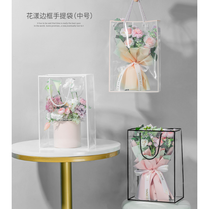 

Shop bag clear 1pcs Kantong plastik mika transparan bouquet bunga