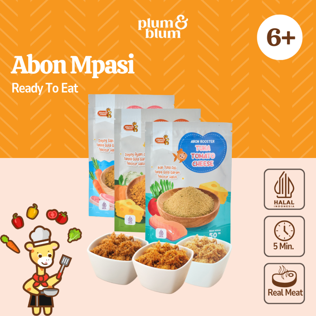 

Plum & Blum Mpasi Abon Cheese BB Booster Sapi Ayam Ikan No MSG