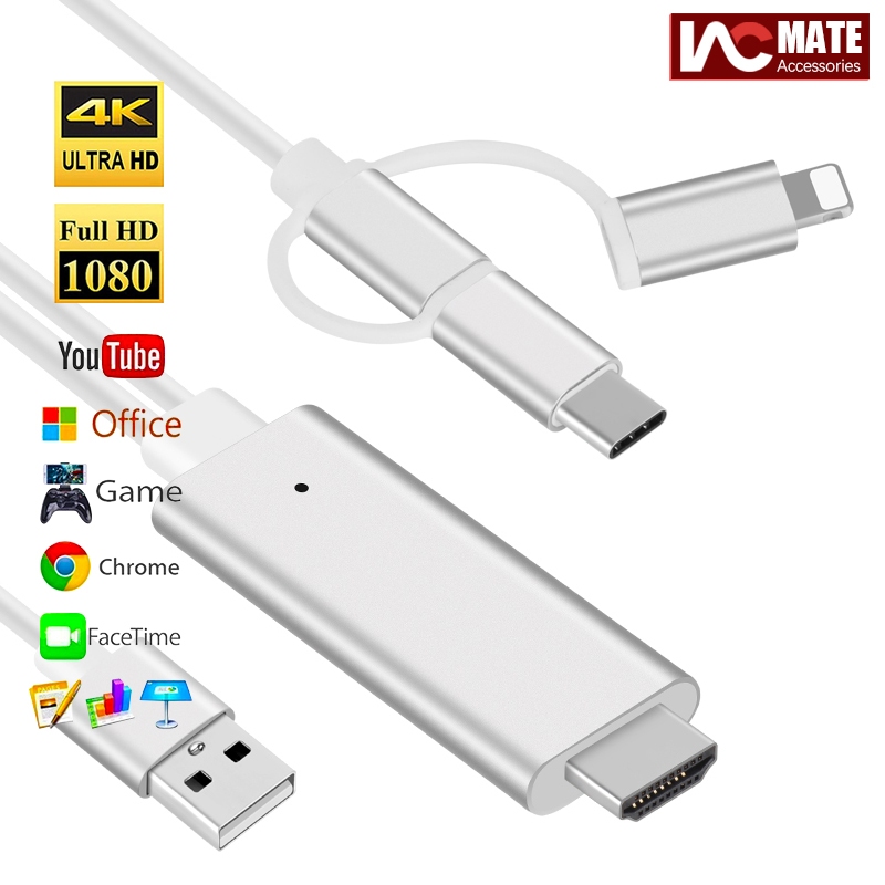Kabel USB Type C to HDMI TV Converter 1080P 3in1 Untuk Layar Handphone / Proyektor / TV / Monitor