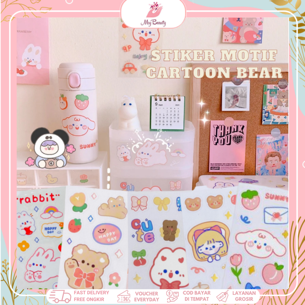 

MSY 1pcs Stiker Motif Kartun Untuk Dekorasi Diary Aesthetic/ Anti Air Untuk Dekorasi Import