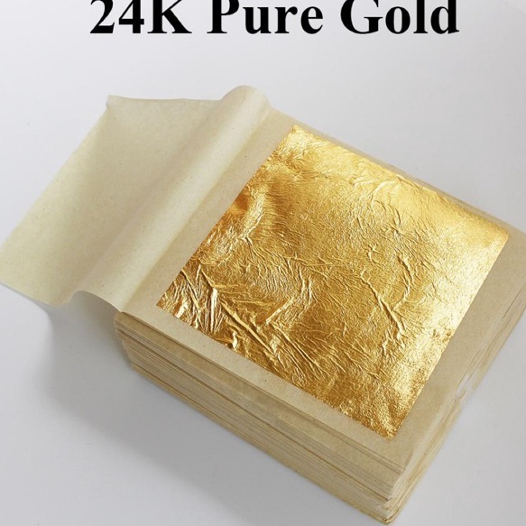 

HOT Edible Gold leaf bisa dimakan 24k sise 43cm 7 isi 1 sheets