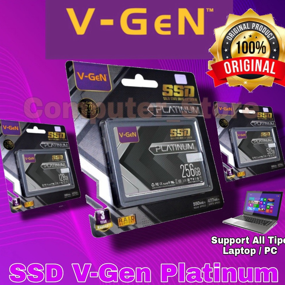 ART W7V8 SSD VGEN 128GB 256GB 512GB 1TB Sata 3 VGEN Platinum Sata III 25inch Speed 55Mbps Ssd internal Untuk Laptop Untuk Pc Notebook AIO Garansi Resmi 3 Tahun