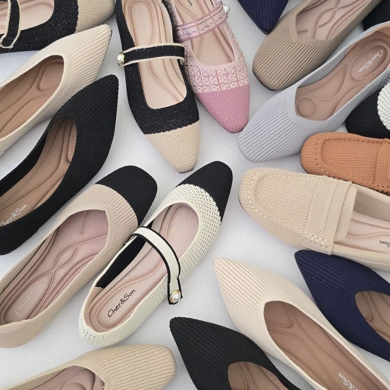 Cher&Son LEONA KNITTED SHOES FLAT #1 Sepatu Rajut Wanita | Sepatu wanita Flat | Sepatu Tertutup Wani