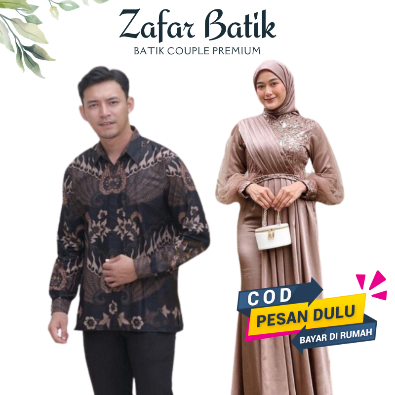 ZAFAR BATIK - Batik Couple Kondangan Azalia Dress Kondangan Modern Satin Mix Brokat Payet Premium