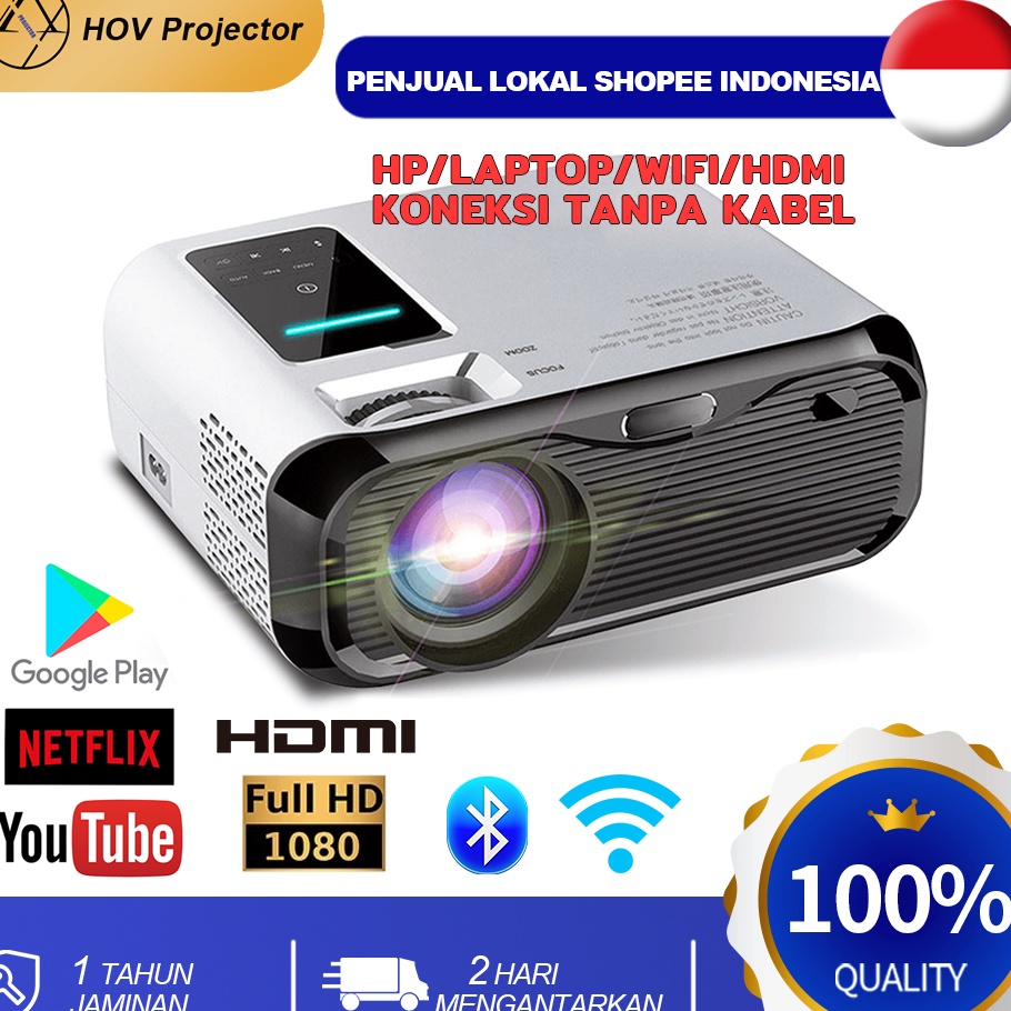 Hemat Setiap Klik Penjual Lokal18P Proyektor infocus WiFi Android Layar cermin proyektor Film Layar 