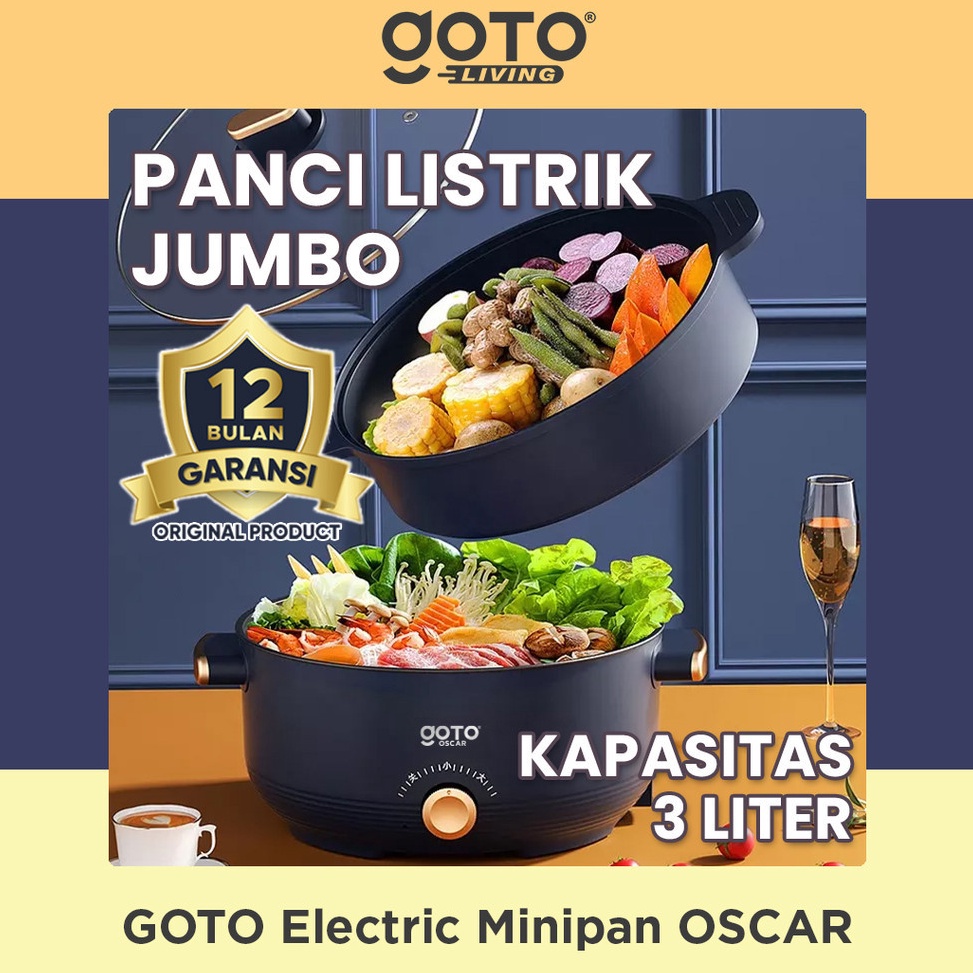 Rekomendasi Goto Oscar Panci Listrik Elektrik Fry Pan 3L Goreng Kukus Serbaguna