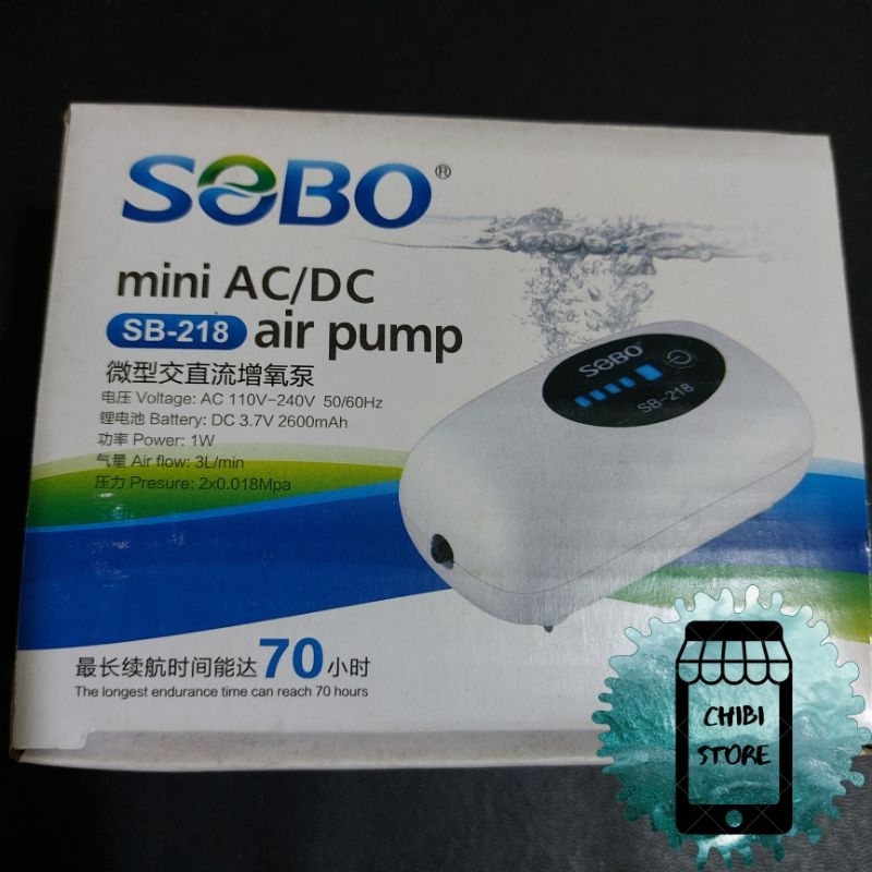 MESIN AERATOR ACDC SOBO SB-218 / SOBO POMPA UDARA AC DC AERATOR AQUARIUM SB 218 / MINI AC DC SOBO SB