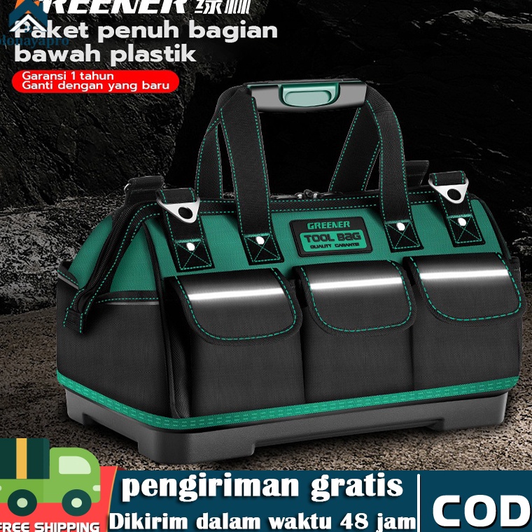 TREND TERBARU GREENER Tas Perkakas Toolbox Toolbag Storage Tahan air dengan Strip ReflektifTool bag 