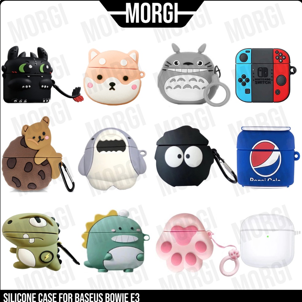 BEST SELLER Case Baseus E3 Casing Silicone Bowie Encok Earphone Silikon TWS Karakter Lucu Polos Hita