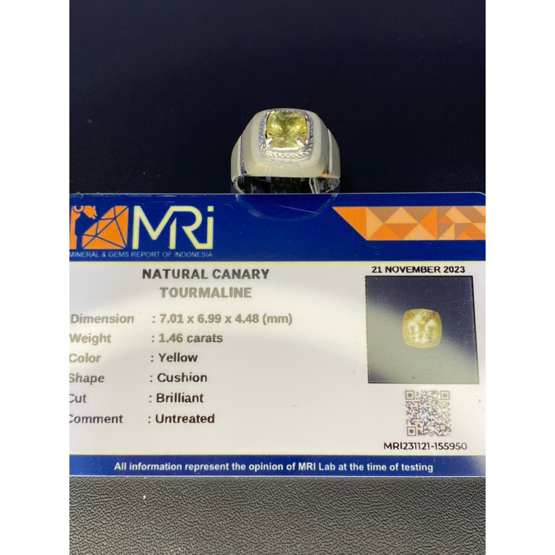 NATURAL CANARY TOURMALINE RING MONEL HANDMADE DOF