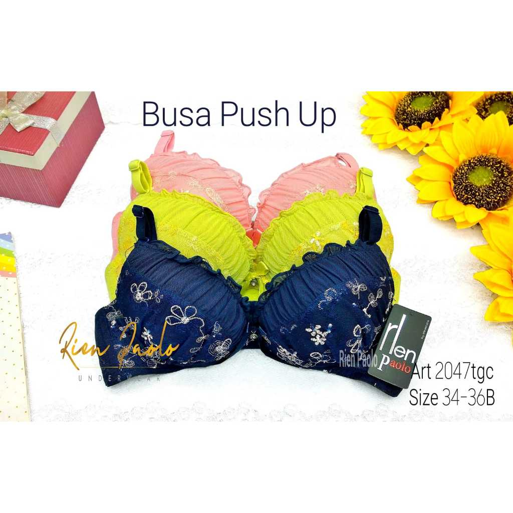 Bra Wanita Bra Kawat Push Up BH Kawat CD Lingerie Set Sexy Hot Kawat Polos Bordir Bunga Premium Rien