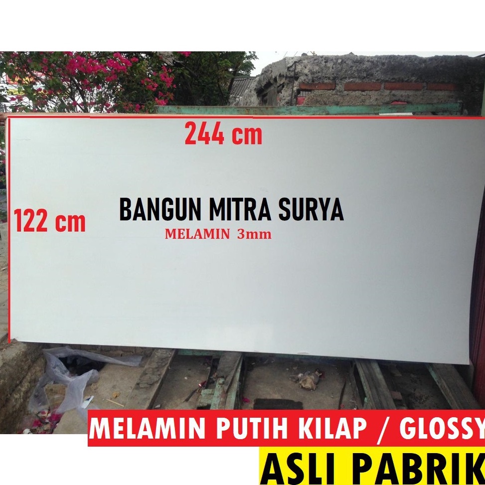 CHEKOUT Melamin Putih Glossy Kilap 3mm Uk 122x244 Papan Triplek Kayu PVC Kuat