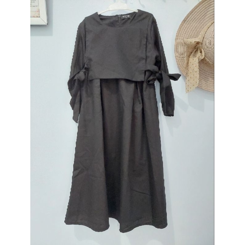 Preloved gamis anak dress baju muslim gaun kaftan lebaran couple ibu sarimbit baby black hitam pesta