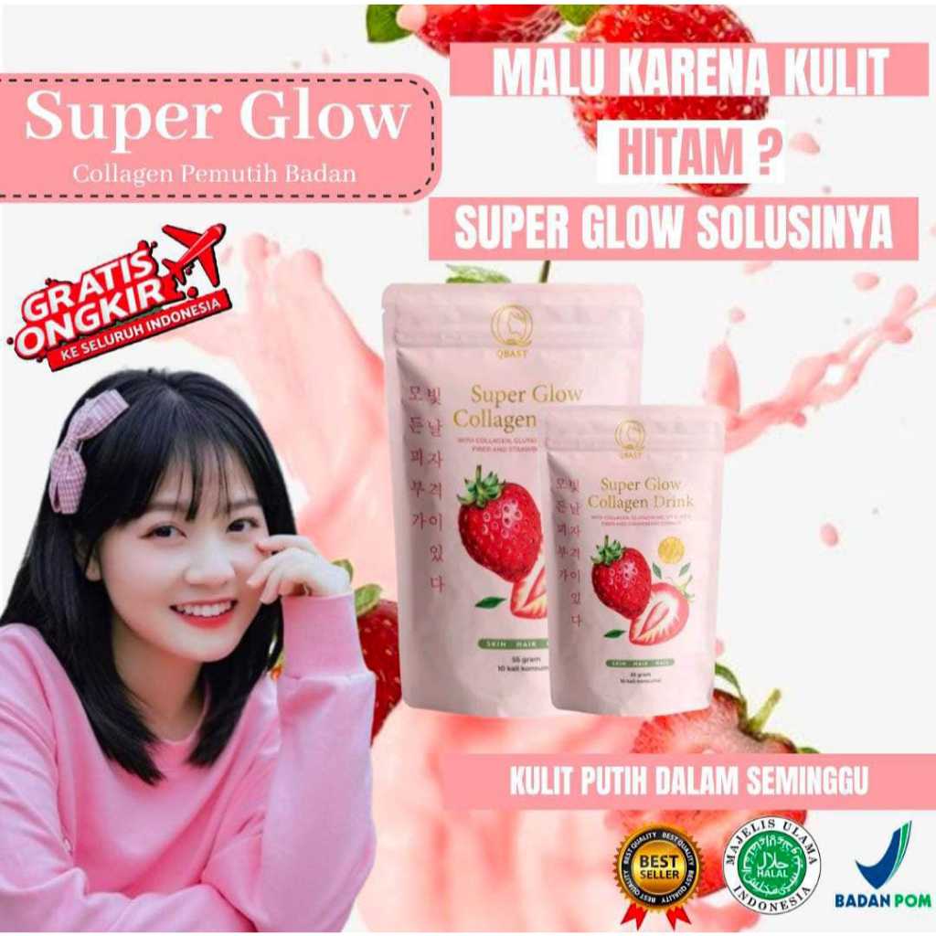 Super Glow Collagen Drink Minuman Pemutih Badan Cepat Permanen Suplemen Pemutih Kulit