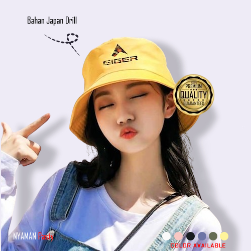 Topi Bucket Hat Dewasa Motif Batik - Kuning | Aksesoris Fashion Wanita 6 Varian Warna | Bucket Hat O