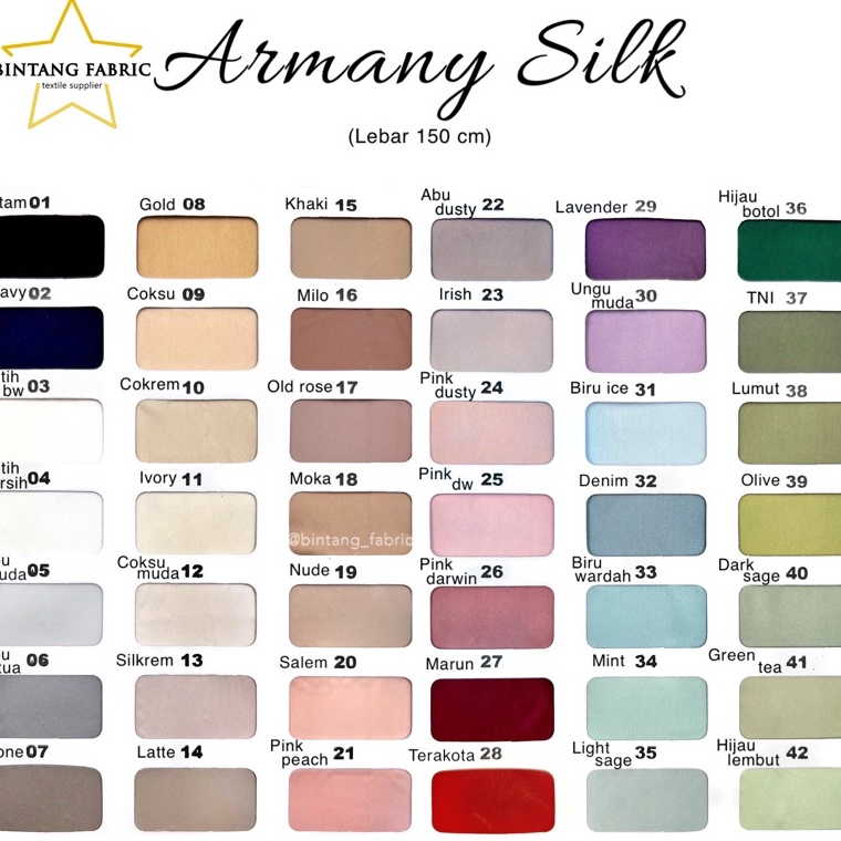 Lagi murah Bahan Kain Satin Armani Silk Silky Stretch per 5 meter