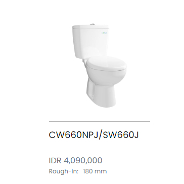 TOTO CLOSET KLOSET DUDUK PUTIH  Close Coupled Toilet  CW660NPJ/SW660J