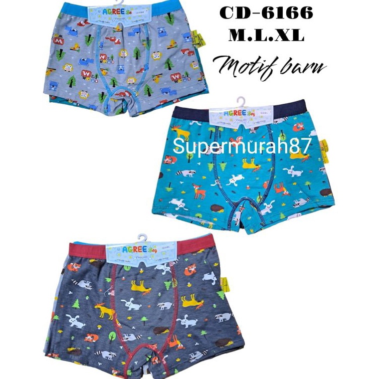 NHL898 GROSIR CD ANAK COWOK AGREE 6166  Celana Dalam BOXER anak cowok 2pcs