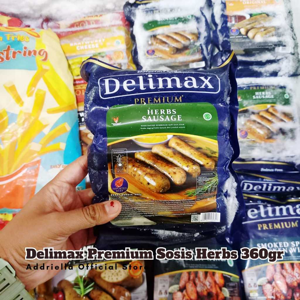 

ADDRIELLA Delimax Premium Herbs Sausage 360gr | Delimax/Frozenfood/Frozenfood Murah