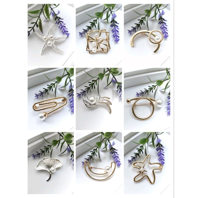 Bross hijab premium || Bros geometri mutiara || Bros unik || pcs