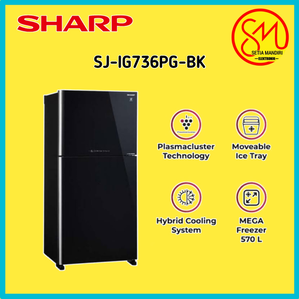 Kulkas 2 Pintu Sharp SJ-IG763PG-BK Kapasitas Besar