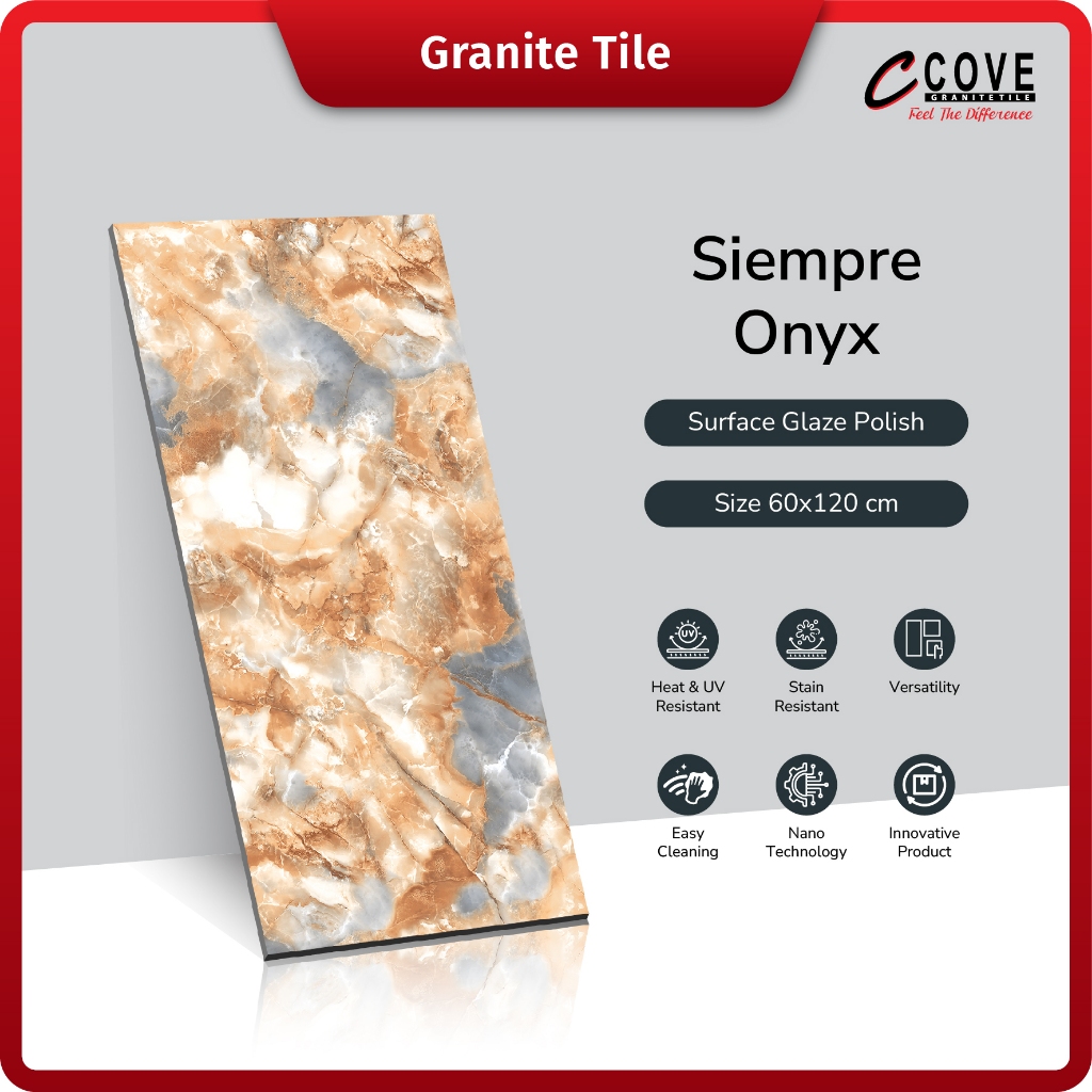 Cove Granite Tile Siempre Onyx 60x120 Granit / Kramik Lantai Dinding