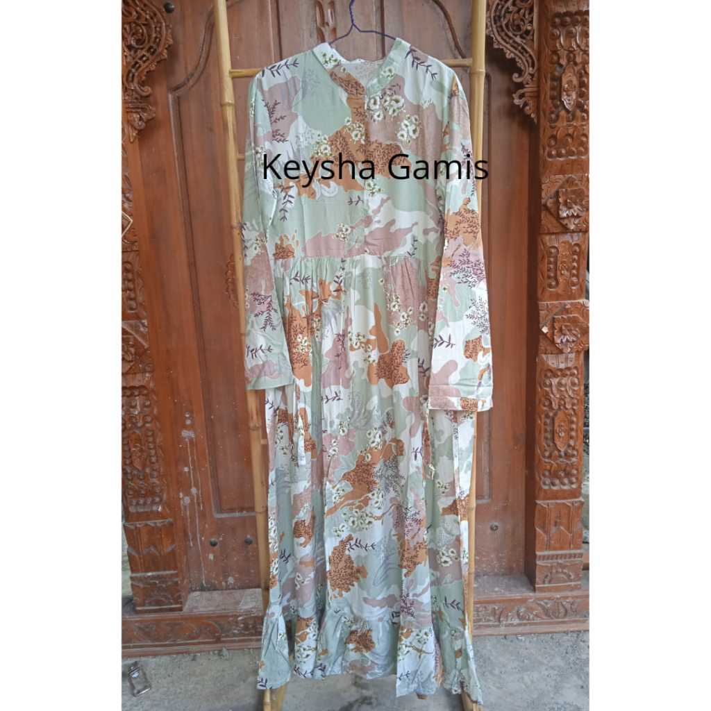 Keysha Gamis Motif Rayon Premium//Gamis Keysha Rayon Motif Busui//Jumbo//Syar'i