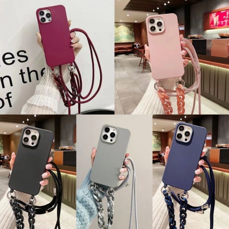 [🇮🇩READY STOCK] Sling Chain Lanyard Case Rantai Iphone xr 11 12 mini 13 pro 14 15 pro max