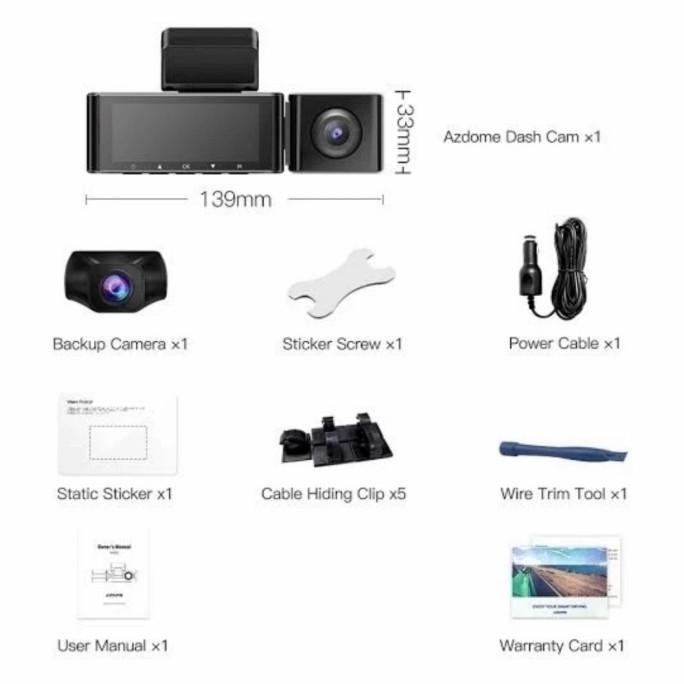 Dashcam Azdome M550 Dual (Front & Cabin) Plus Wirekit To Accu