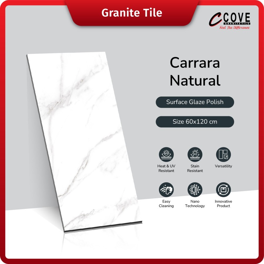Cove Granite Tile Carrara Natural 60x120 Granit Kramik Lantai Dinding