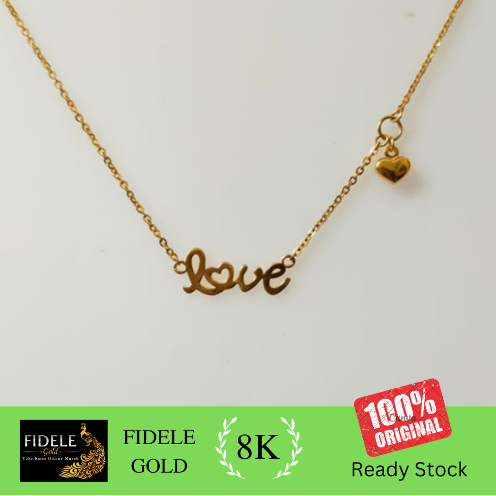 Kalung love fashion ringan ubs gold emas asli 375 8k