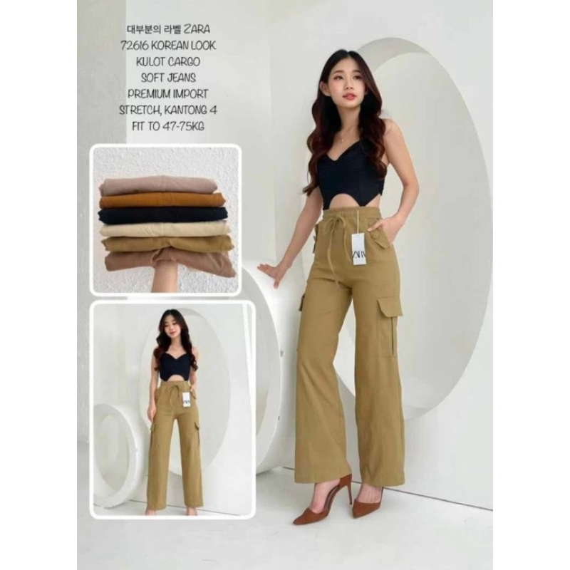 Kulot kargo wanita/ celana panjang wanita premium/ celana kulot import