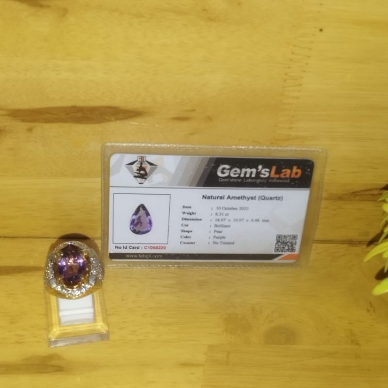 Cincin Natural Amethyst (Quartz) plus Memo